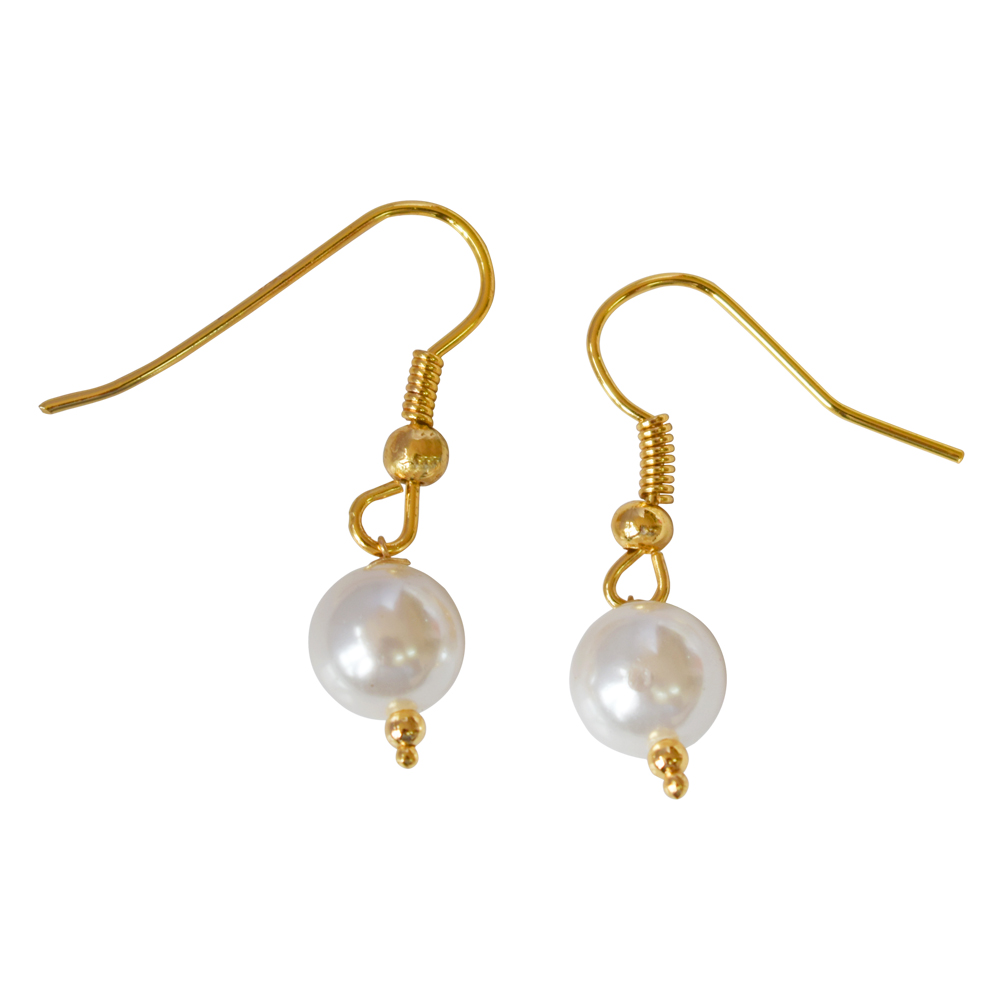 Gold Plated Drop White Shell Pearl Earring SE260