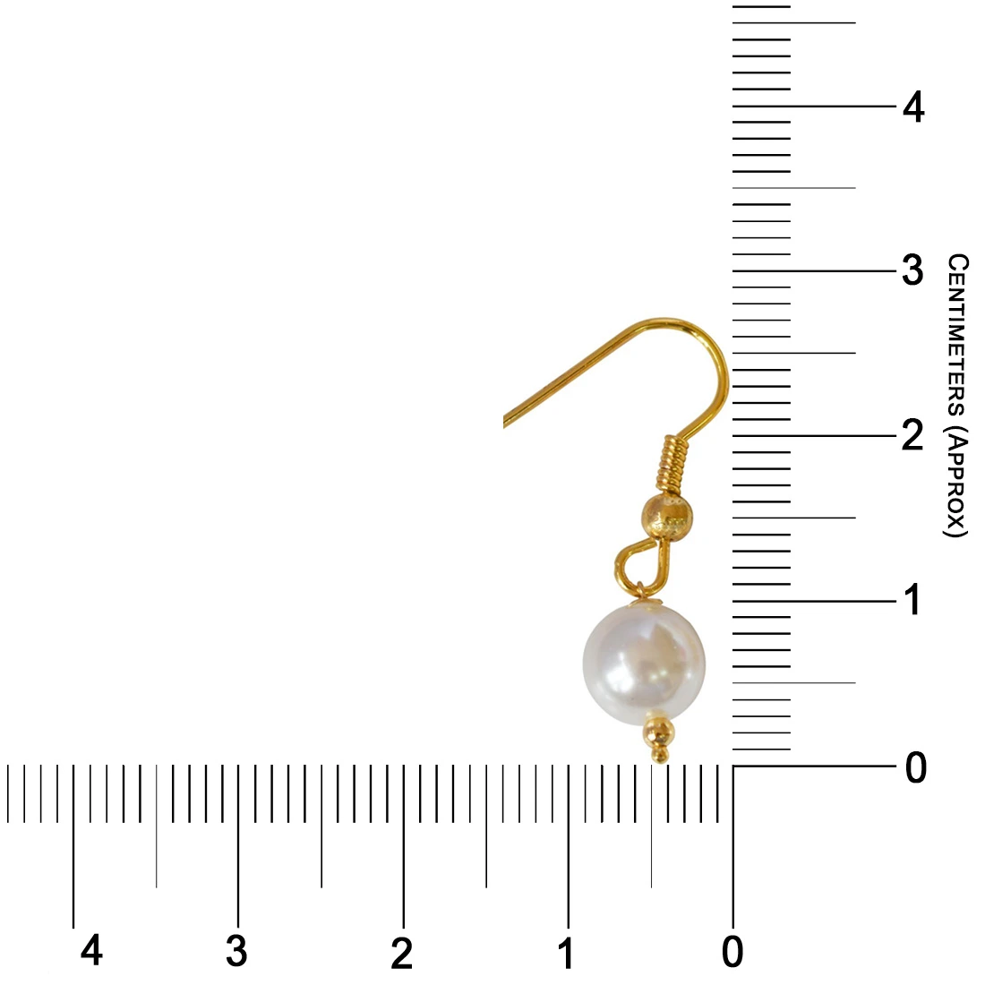 6 mm White Shell Pearl and Gold Plated Wire Hanging Earrings for Girls (SE260)