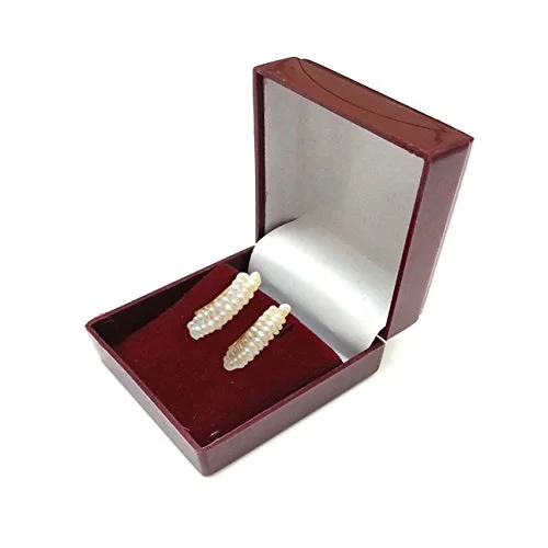 Off-White Freshwater Pearl and Gold Plated Bali Earrings for Women (SE311)