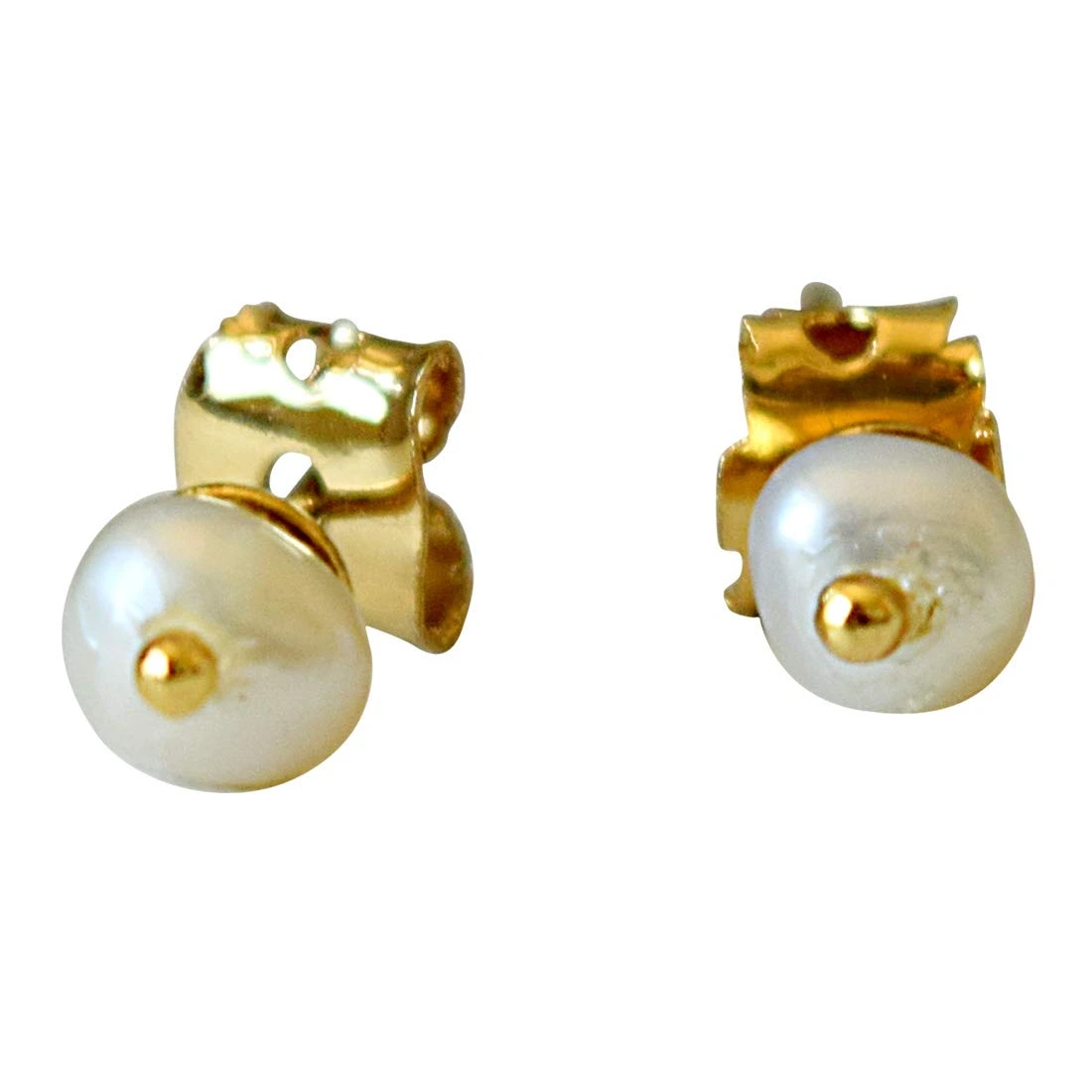 Real Freshwater Pearl & Gold Plated Stud Earrings (SE315)