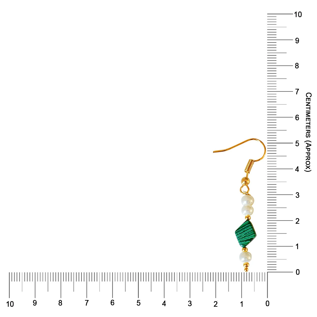 Kite Shaped Malachite and Shell Pearl Hanging Earrings (SE326)