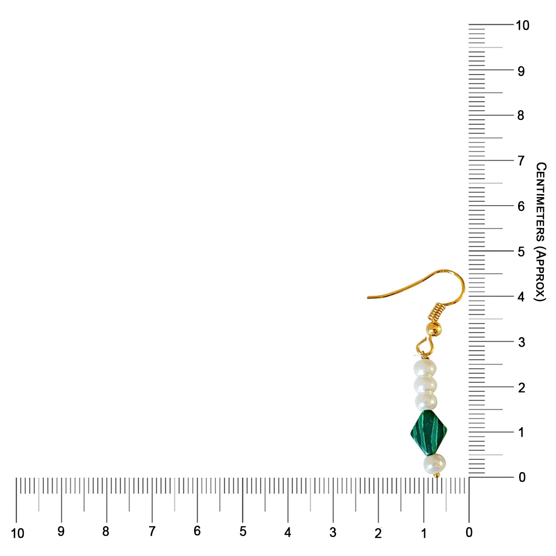 Kite Shaped Malachite and Shell Pearl Hanging Earrings (SE327)