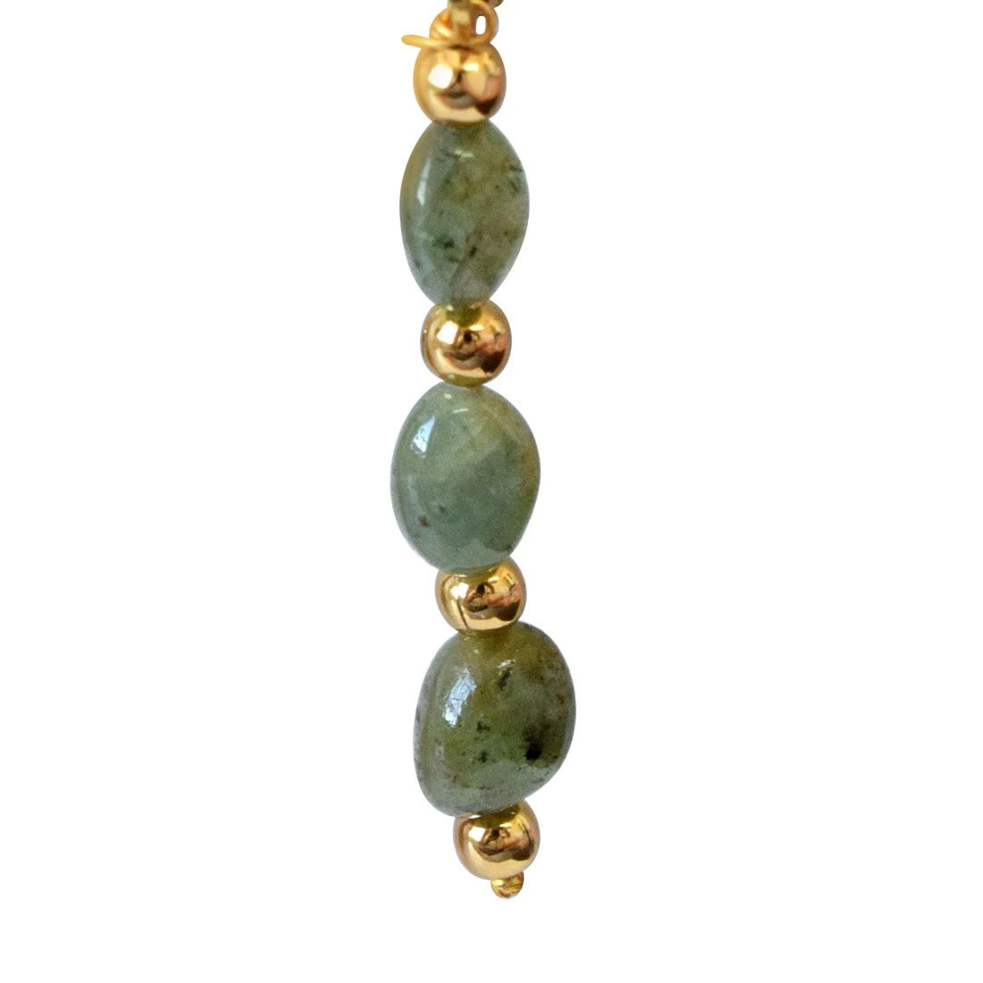 Real Natural Oval Emerald & gold plated Beads Earring (SE341)