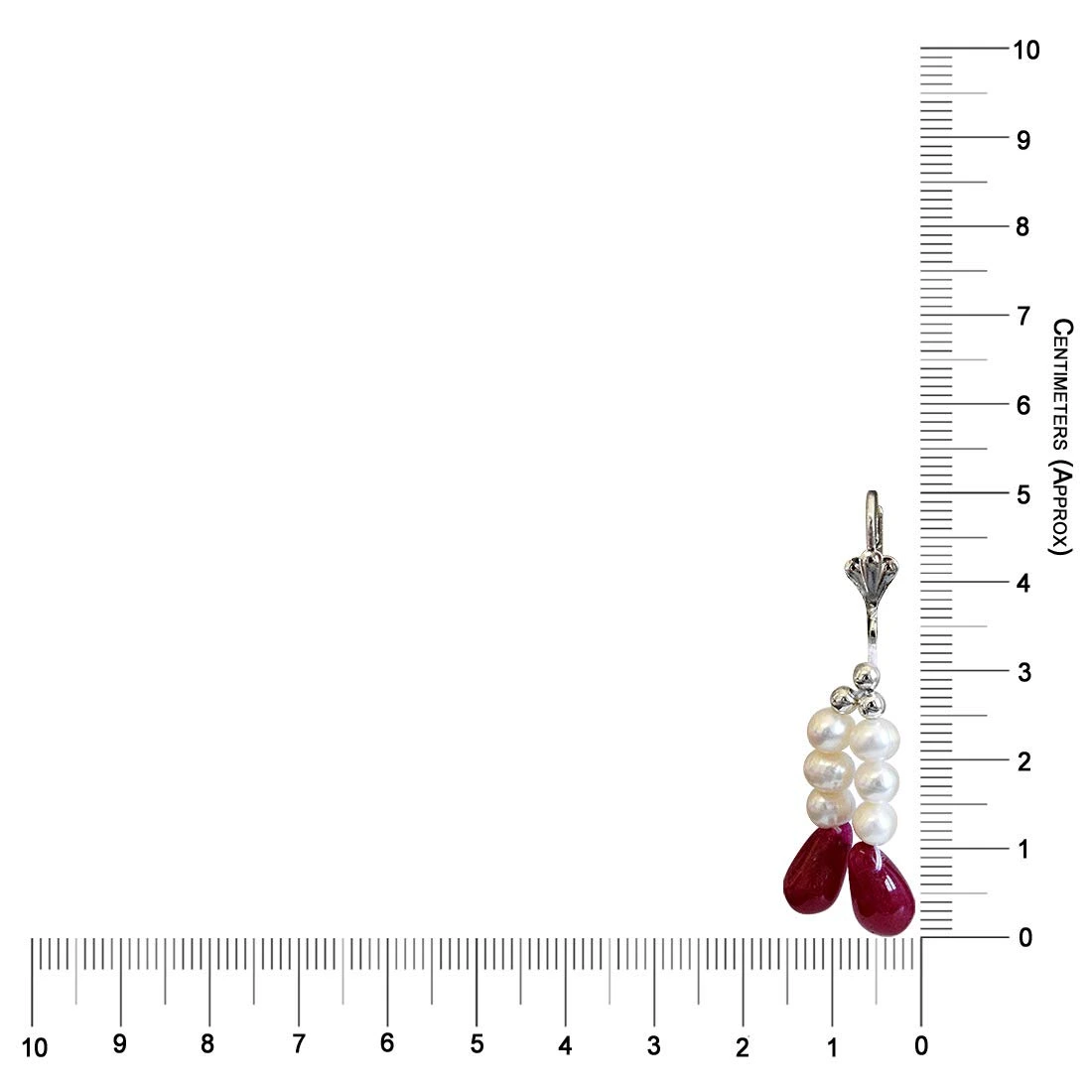2 Lines Real Ruby Drops & Freshwater Pearl Earrings for Women (SE346)