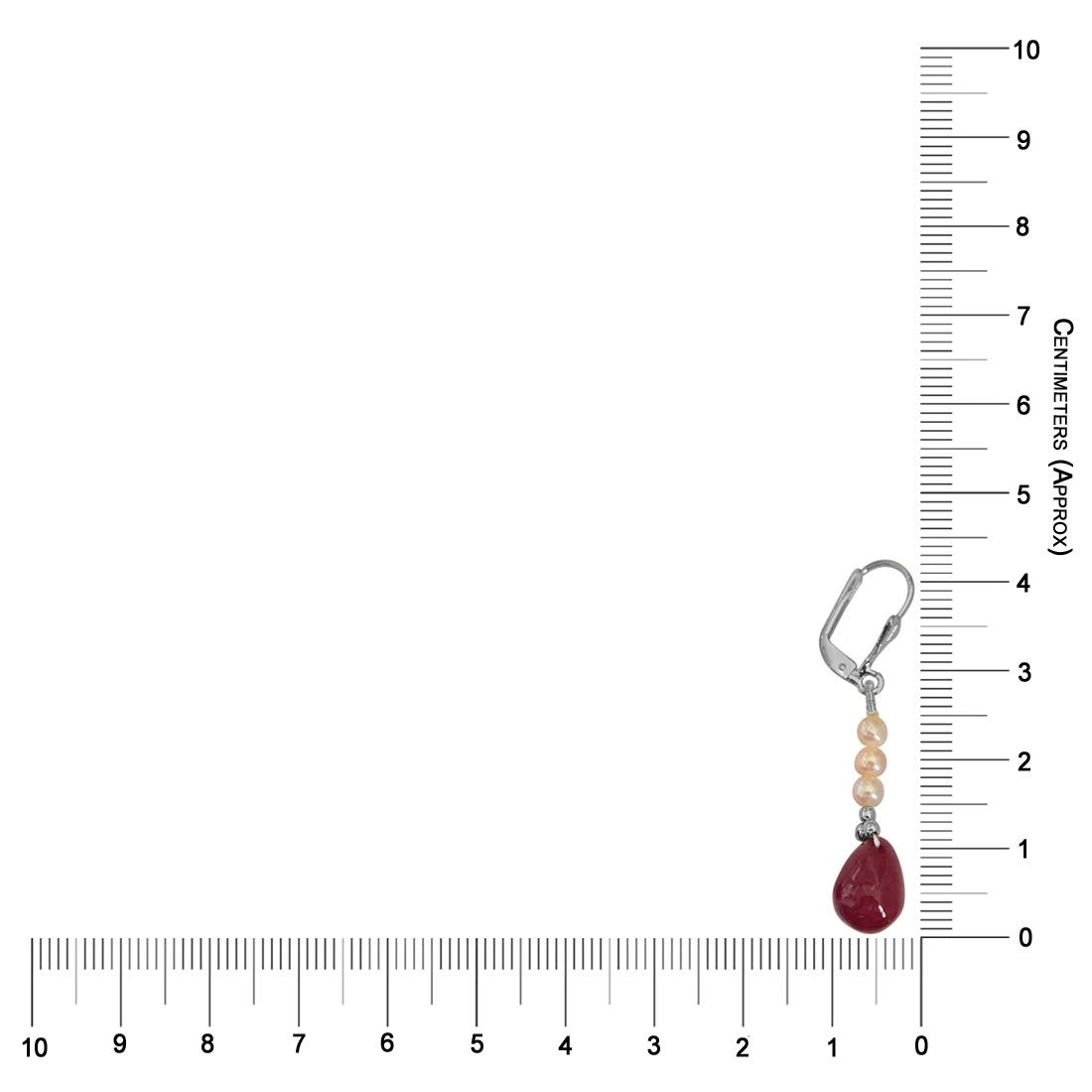 Real Ruby Drop, Freshwater Pearl & Silver Plated Beads Earrings for Women (SE349)