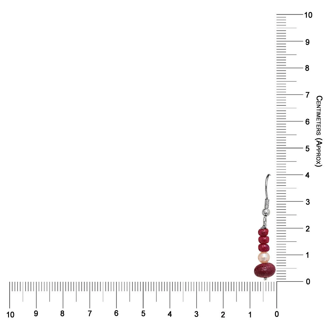 Real Bright Red Ruby Beads & Freshwater Pearl Silver Plated Hanging Earrings for Women (SE351)