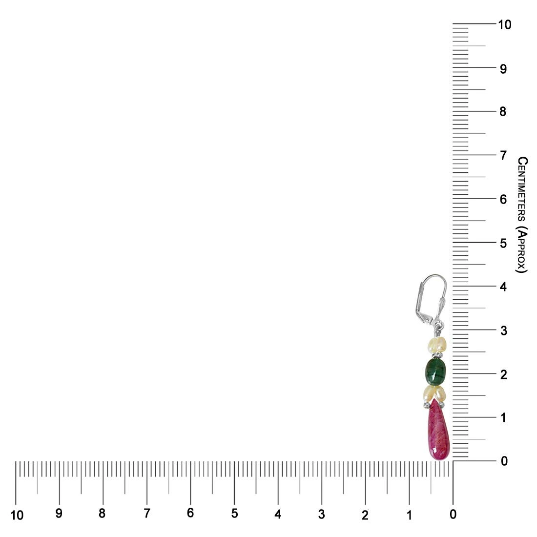 Real Drop Ruby, Green Oval Emerald and Pearl Silver Plated Hanging Earrings for Women (SE357)