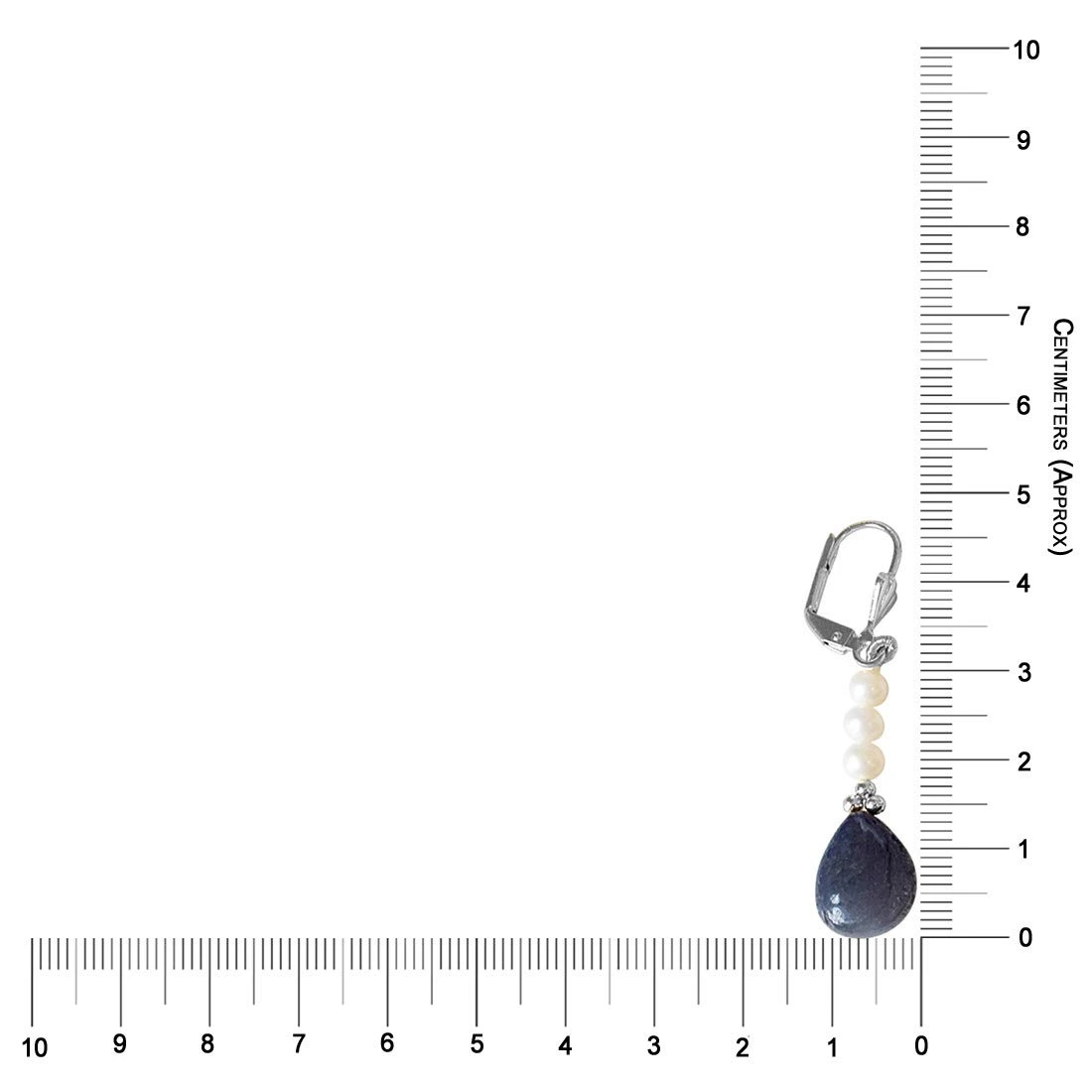 Real Drop Blue Sapphire, Freshwater Pearl and Silver Plated Flower Shaped Hanging Earrings for Women (SE359)