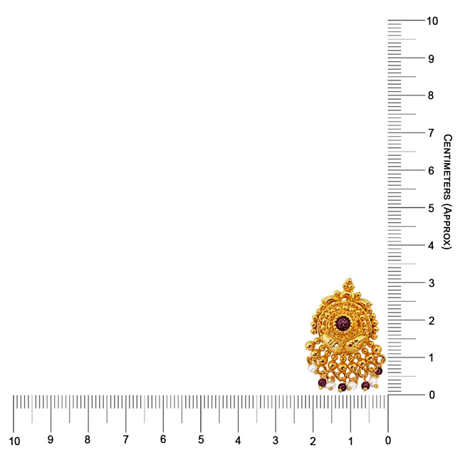 Garnet Grace - Temple Design Real Freshwater Pearl, Red Garnet & Gold Plated Earrings for Women (SE36)
