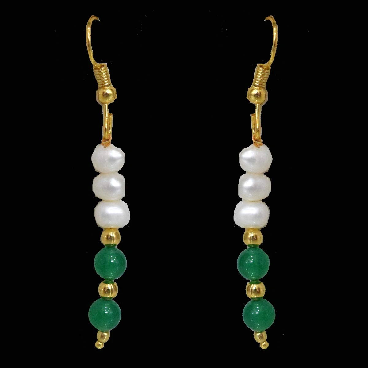 Real Freshwater Pearl & Gold Plated Beads Wire Earring (SE372)