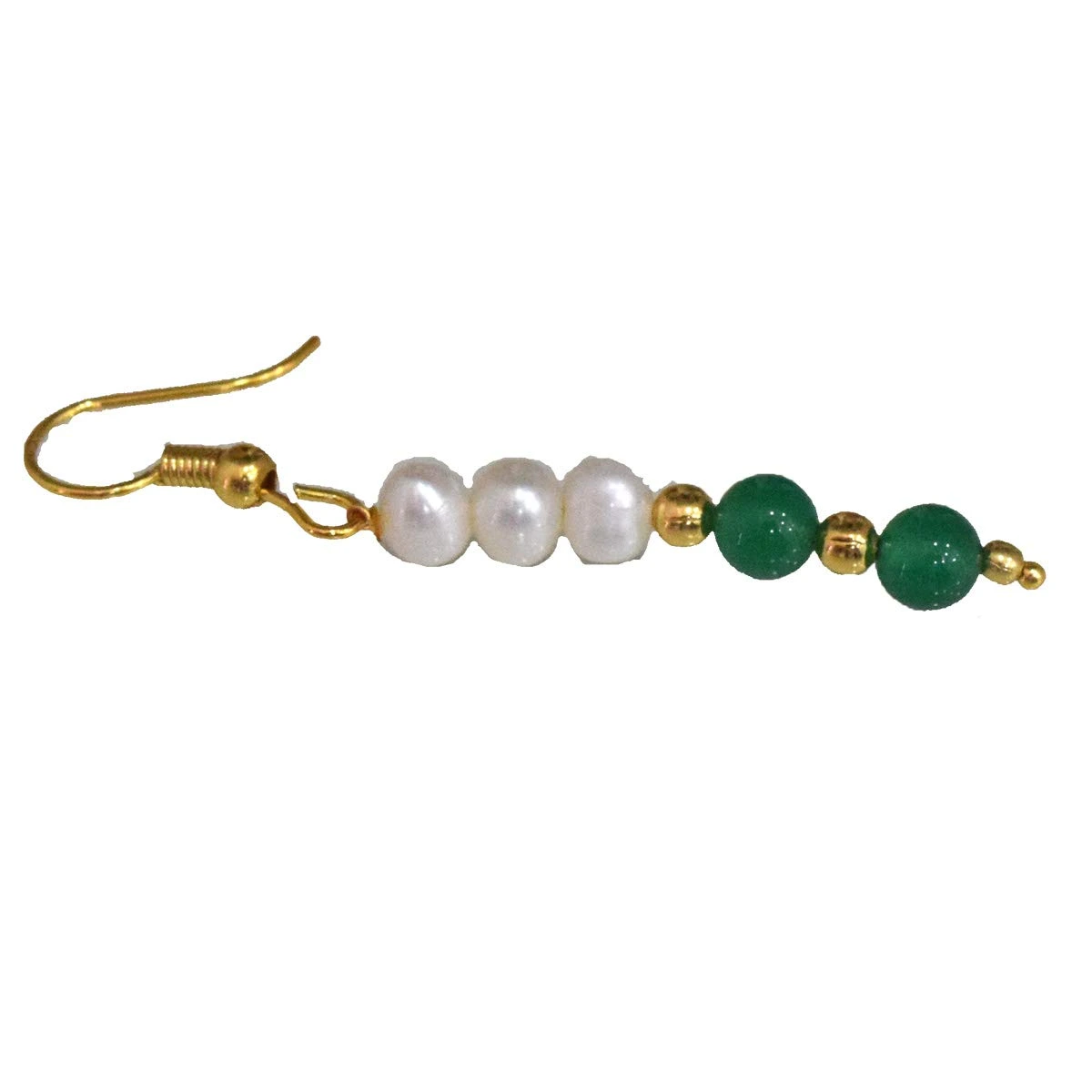 Real Freshwater Pearl & Gold Plated Beads Wire Earring (SE372)