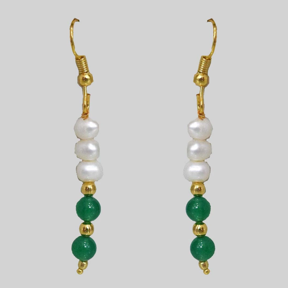 Real Freshwater Pearl & Gold Plated Beads Wire Earring (SE372)