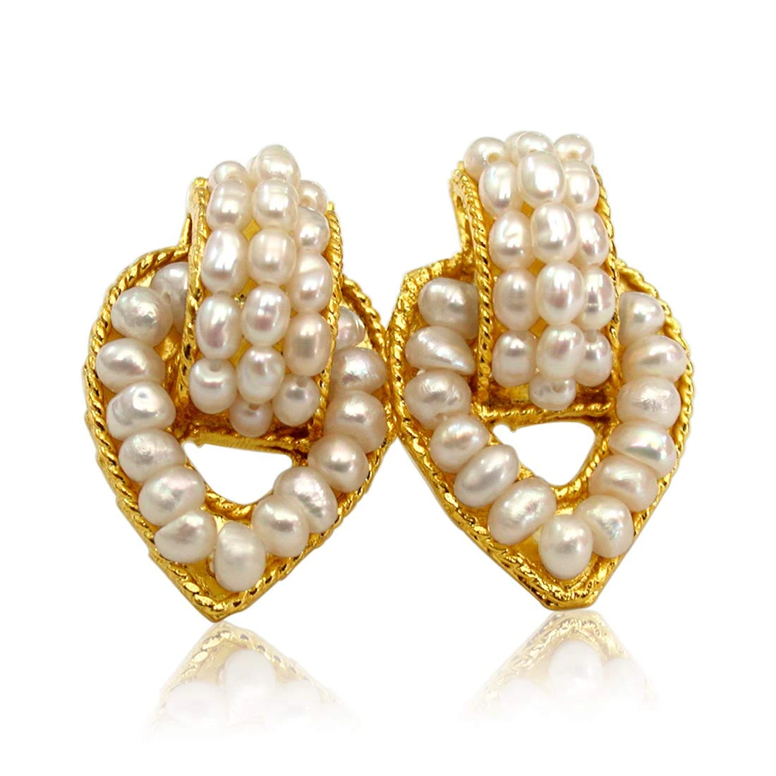 Pearl Charmer - Real Freshwater Pearl & Gold Plated Earrings for Women (SE50)
