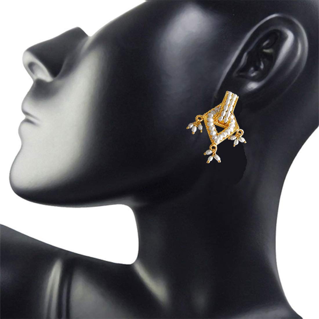 Elegant Earthy Pearl - Real Freshwater Pearl Geometrical Shaped Earring for Women (SE60)