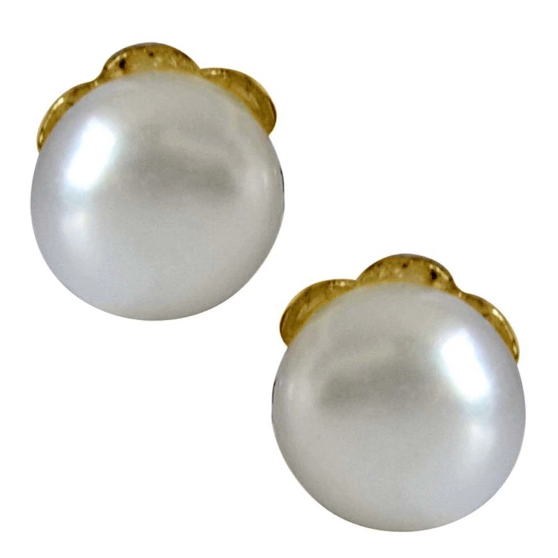 Eternal Feelings - Real Freshwater Button Pearl & Gold Plated Stud Earrings for Women (SE65)