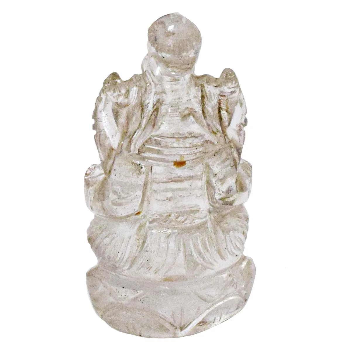 124.81 cts Lord Ganesh God Ganpati Ganesha Real Natural White Quartz Idol Murti (SGP100)