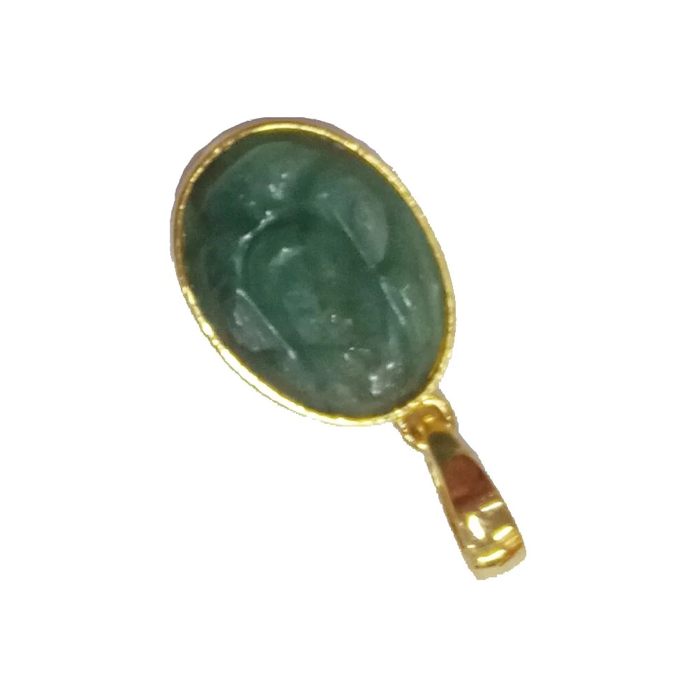 7.94 cts Lord Ganesh God Ganpati Real Natural Emerald Sterling Silver Gold Plated Pendant (SGP122)