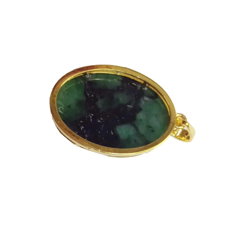 25.91 cts Lord Ganesh God Ganpati Real Natural Emerald Sterling Silver Gold Plated Pendant (SGP123)