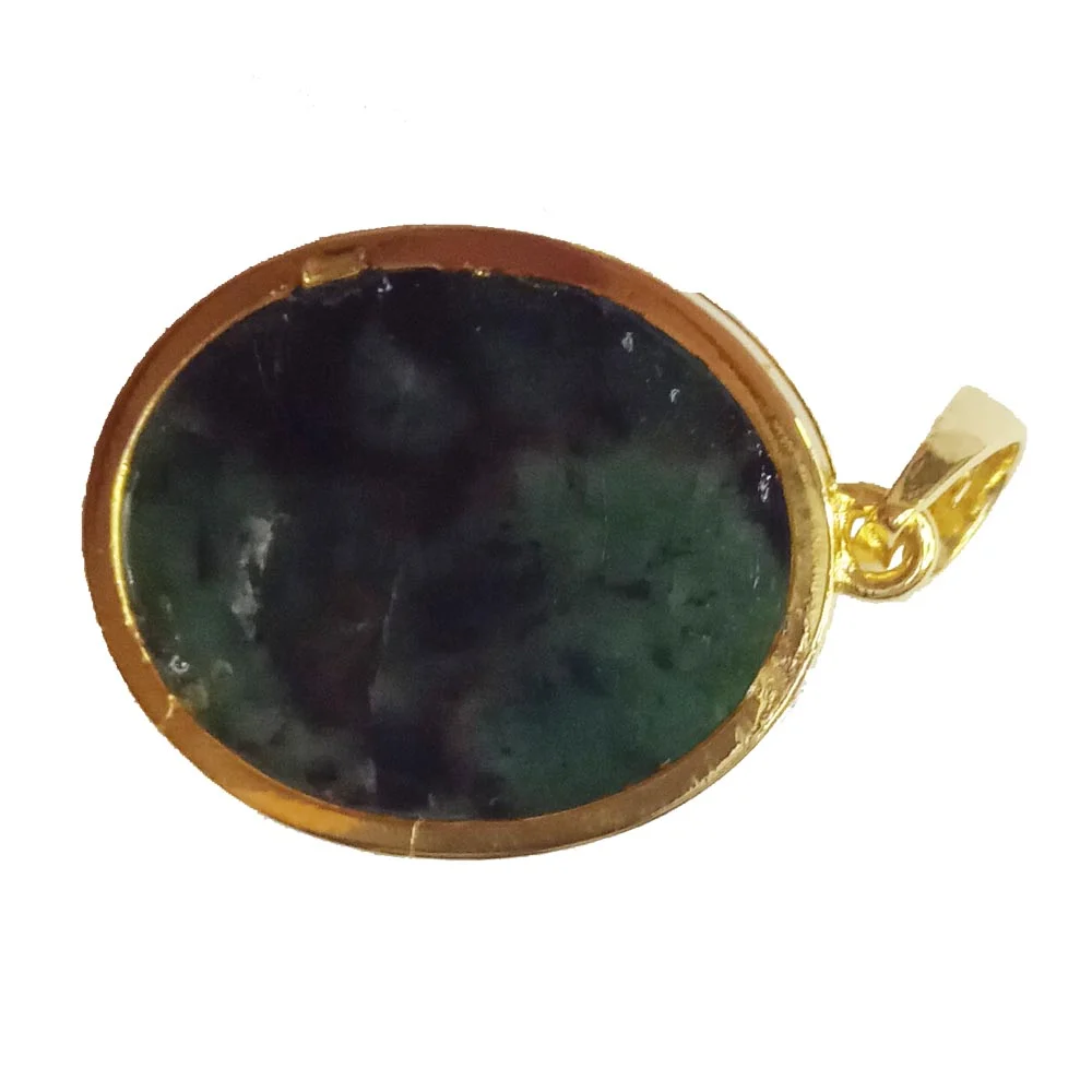 23.34 cts Lord Ganesh God Ganpati Real Natural Emerald Sterling Silver Gold Plated Pendant (SGP130)