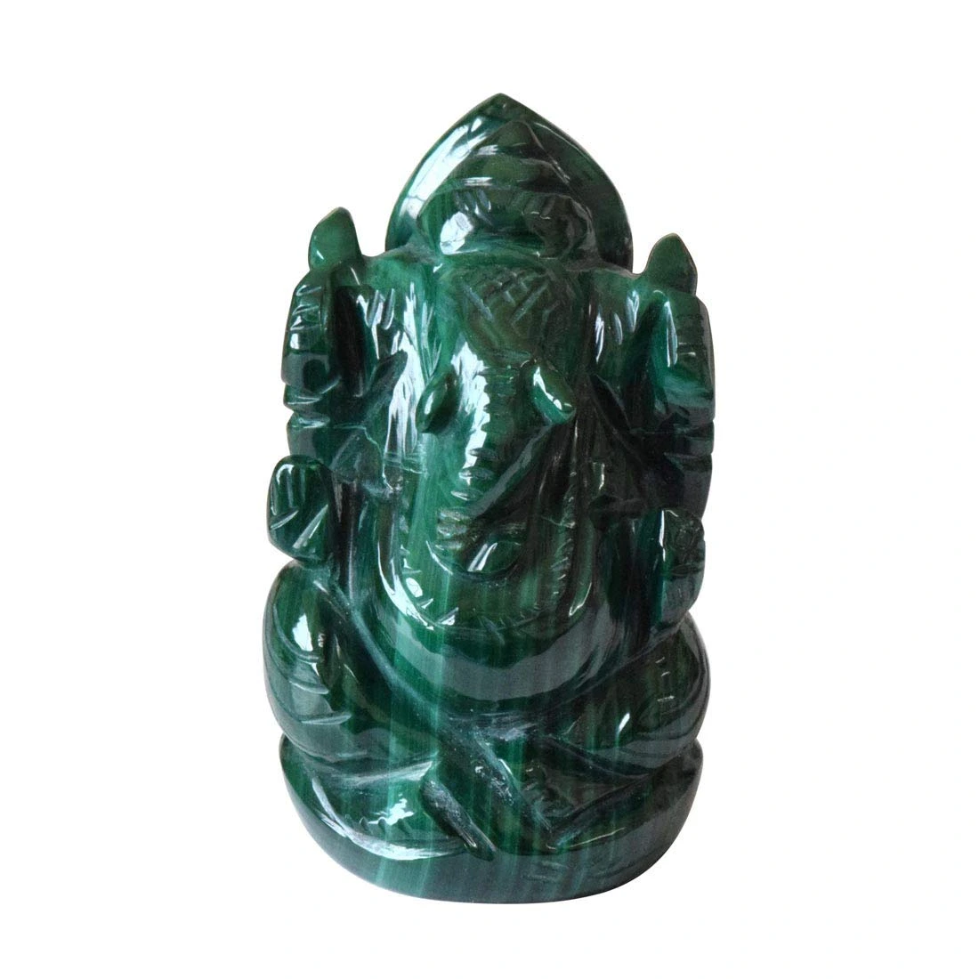 565 cts Lord Ganesh God Ganpati Ganesha Real Natural Malachite Idol Murti (SGP23)