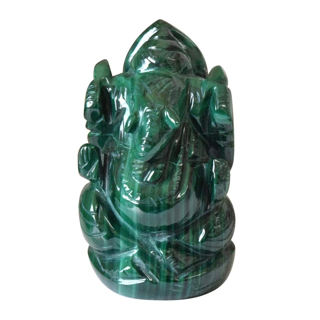 565 cts Lord Ganesh God Ganpati Ganesha Real Natural Malachite Idol Murti (SGP23)