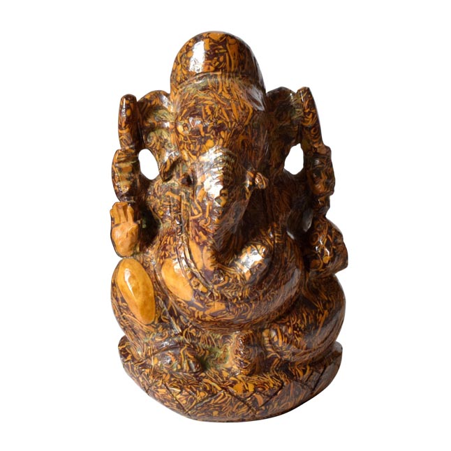 285 grams Lord Ganesh Real Natural Tiger Eye Idol Murti (SGP24)