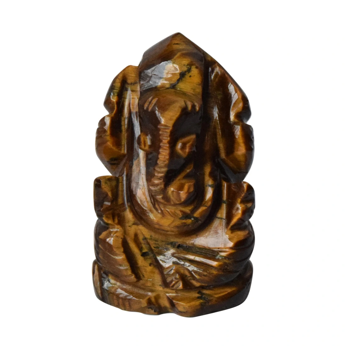 46.88cts Lord Ganesh God Ganpati Ganesha Real Natural Tiger Eye Idol Murti (SGP29)