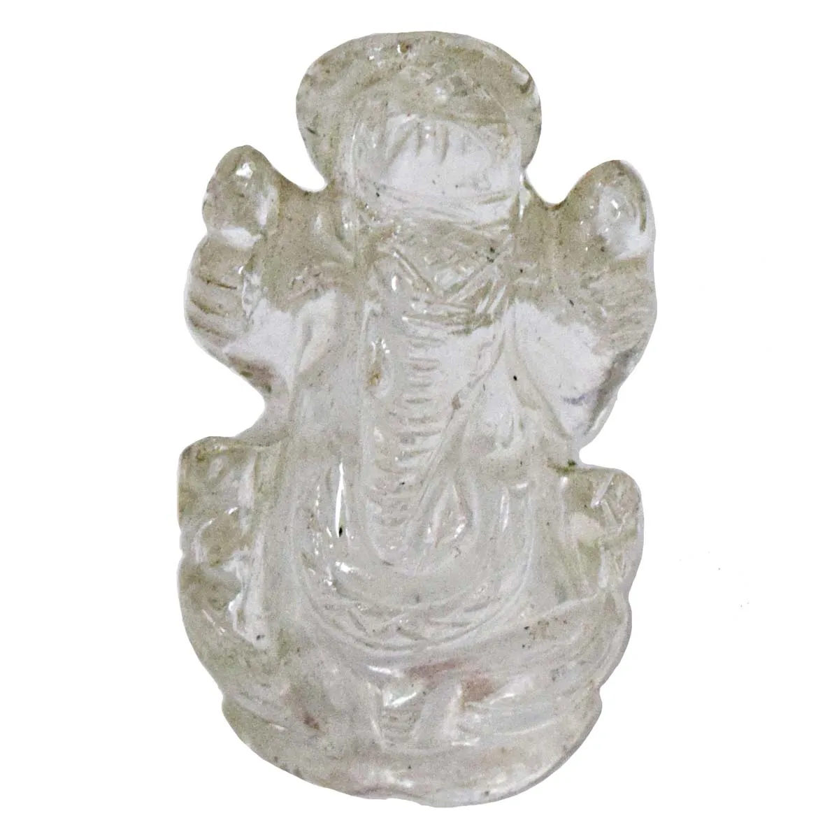 30.34 cts Lord Ganesh God Ganpati Ganesha Real Natural White Quartz Idol Murti (SGP91)