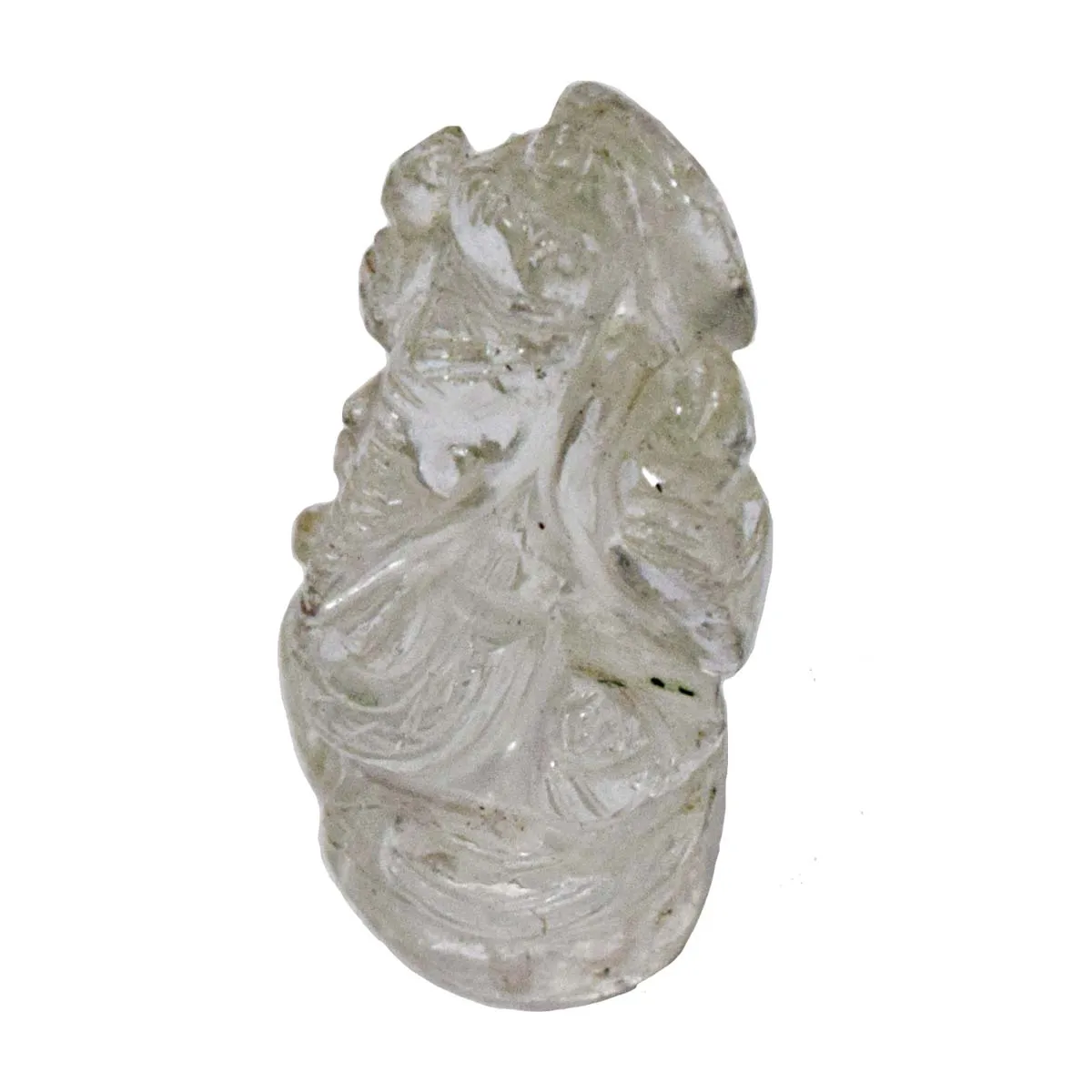 30.34 cts Lord Ganesh God Ganpati Ganesha Real Natural White Quartz Idol Murti (SGP91)