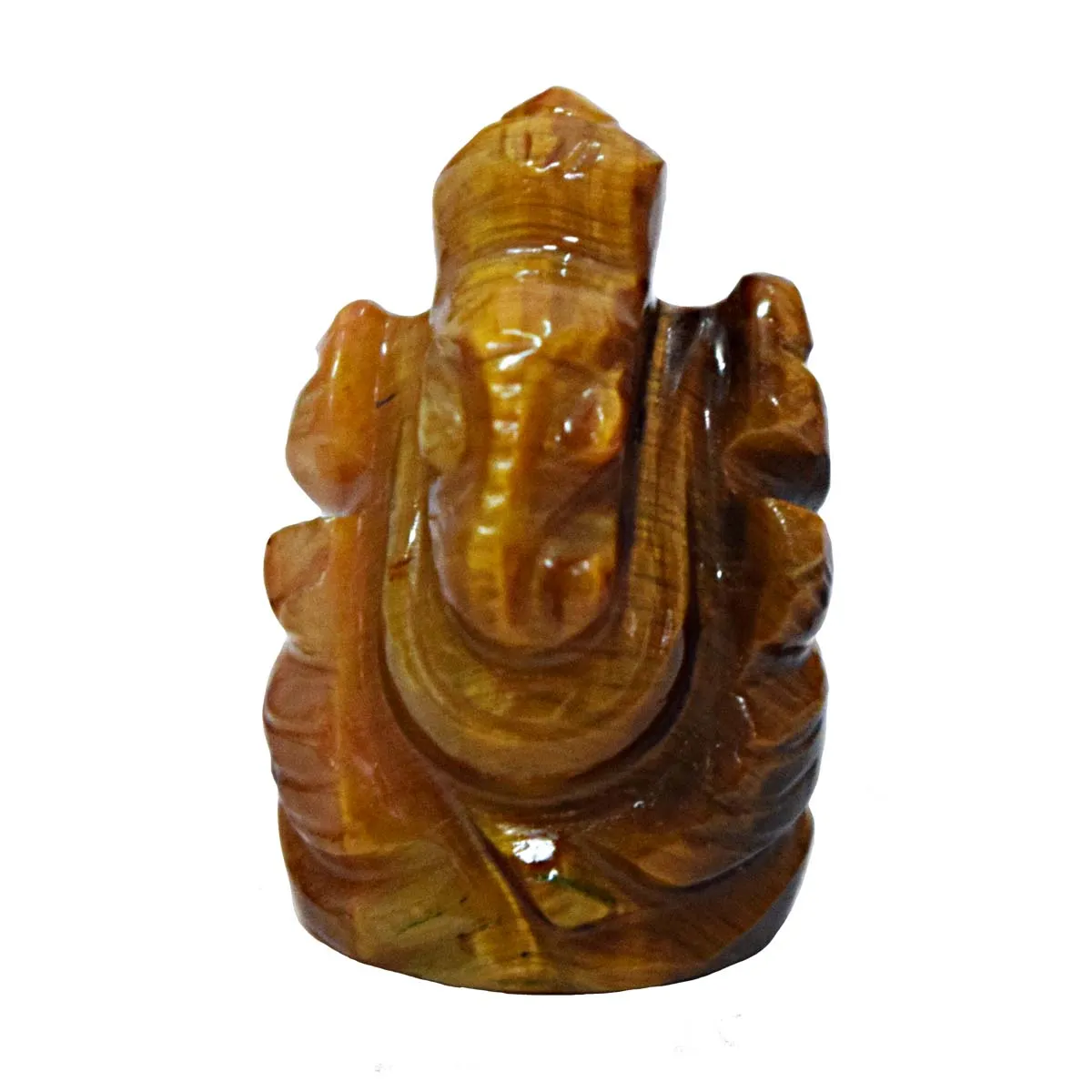 44 cts Lord Ganesh God Ganpati Ganesha Real Natural Tiger Eye Idol Murti (SGP95)