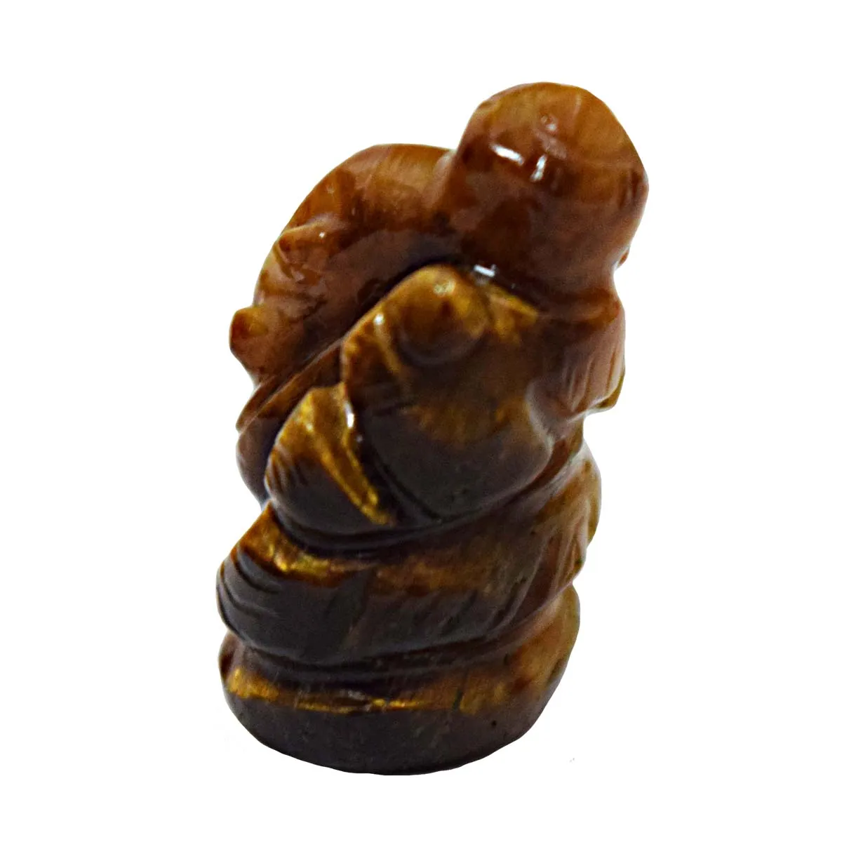 44 cts Lord Ganesh God Ganpati Ganesha Real Natural Tiger Eye Idol Murti (SGP95)