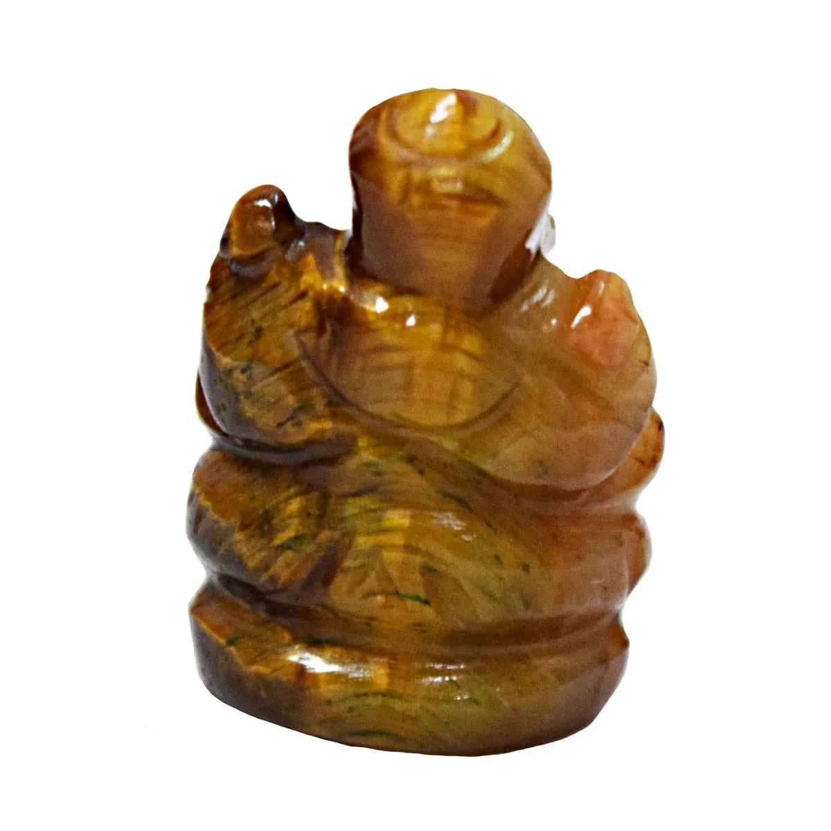 44 cts Lord Ganesh God Ganpati Ganesha Real Natural Tiger Eye Idol Murti (SGP95)