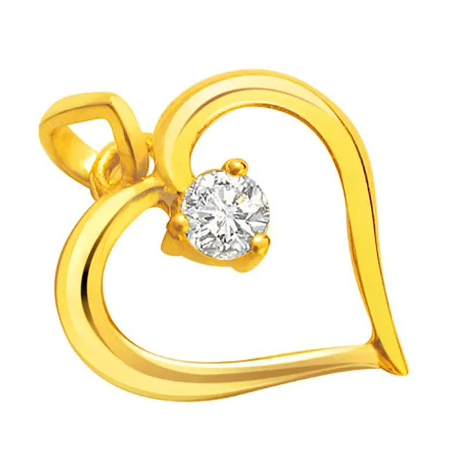 Pure Golden Love Real Diamond Heart Pendant (SH1)