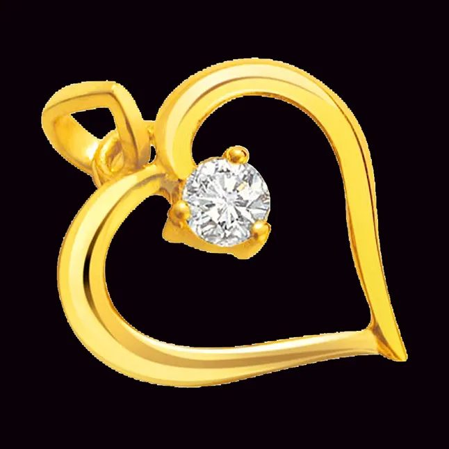 Pure Golden Love Real Diamond Heart Pendant (SH1)