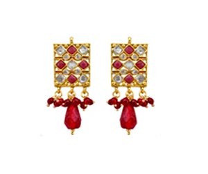 Enchanting Red Polki Jewelry Set (SJK177)