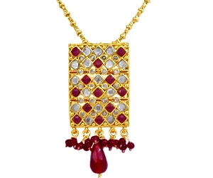 Enchanting Red Polki Jewelry Set SJK177