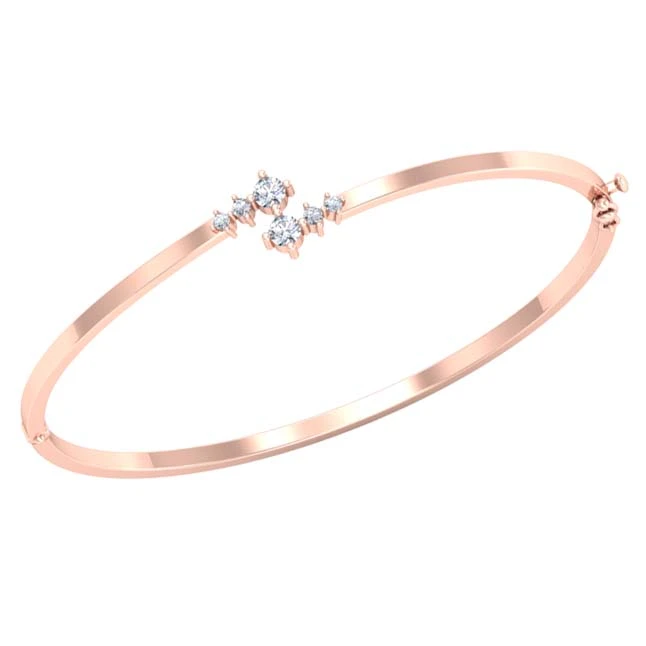 Real Diamond  Rose Gold Plated 925 Sterling Silver Bracelet For Her
