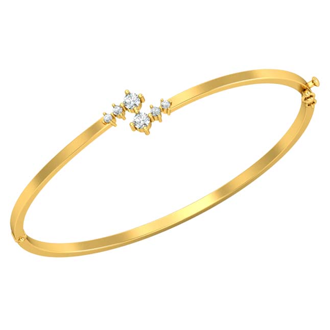 Real Diamond & Yellow Gold Plated 925 Solid Sterling Silver Bracelet for Your Love -Diamond Bracelets
