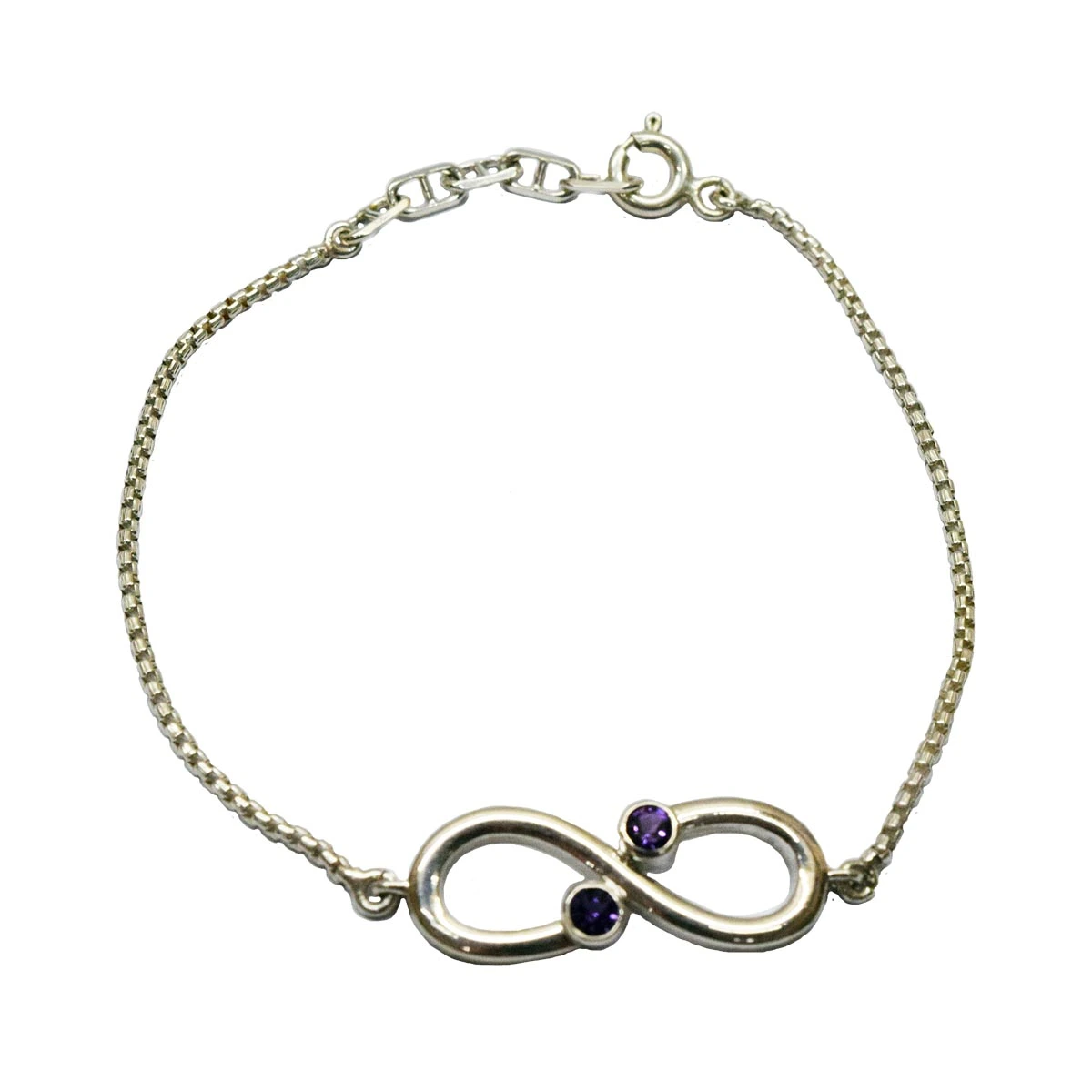 Real Purple Amethyst Halo Sterling Silver Bracelet for Women and Girls (SLBR13)