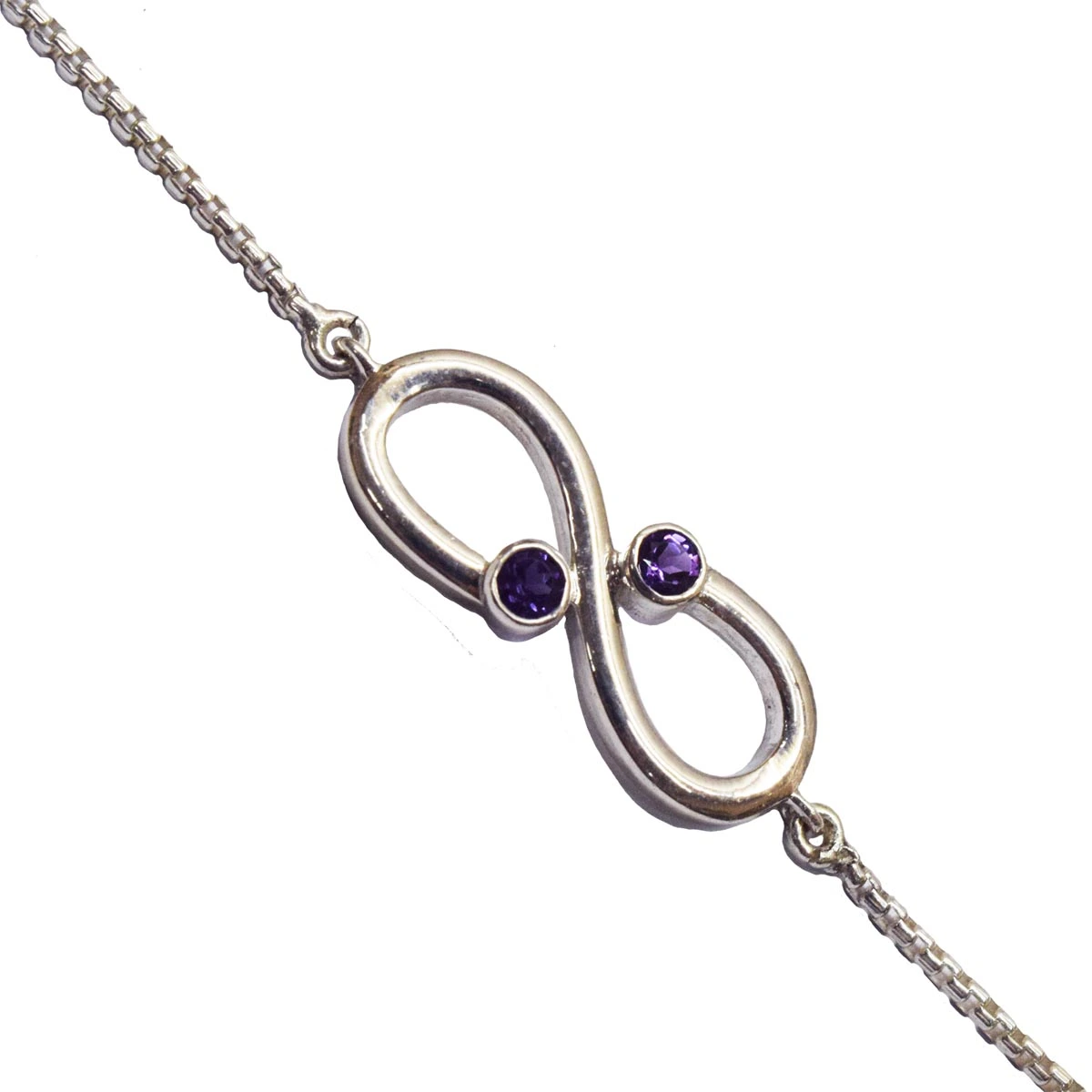 Real Purple Amethyst Halo Sterling Silver Bracelet for Women and Girls (SLBR13)