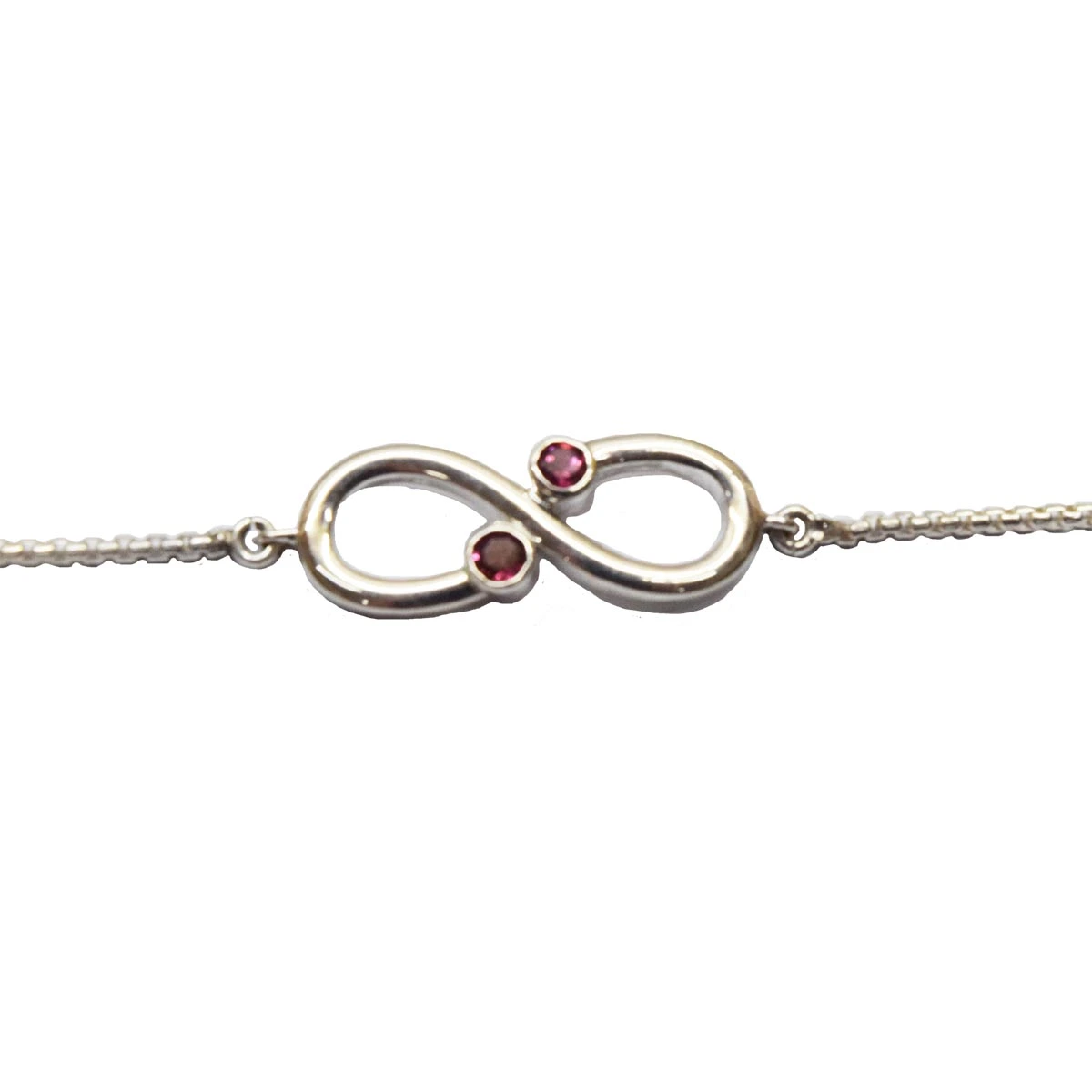 Real Pink Round Rhodolite Infinity Sterling Silver Bracelet for Women and Girls (SLBR14)