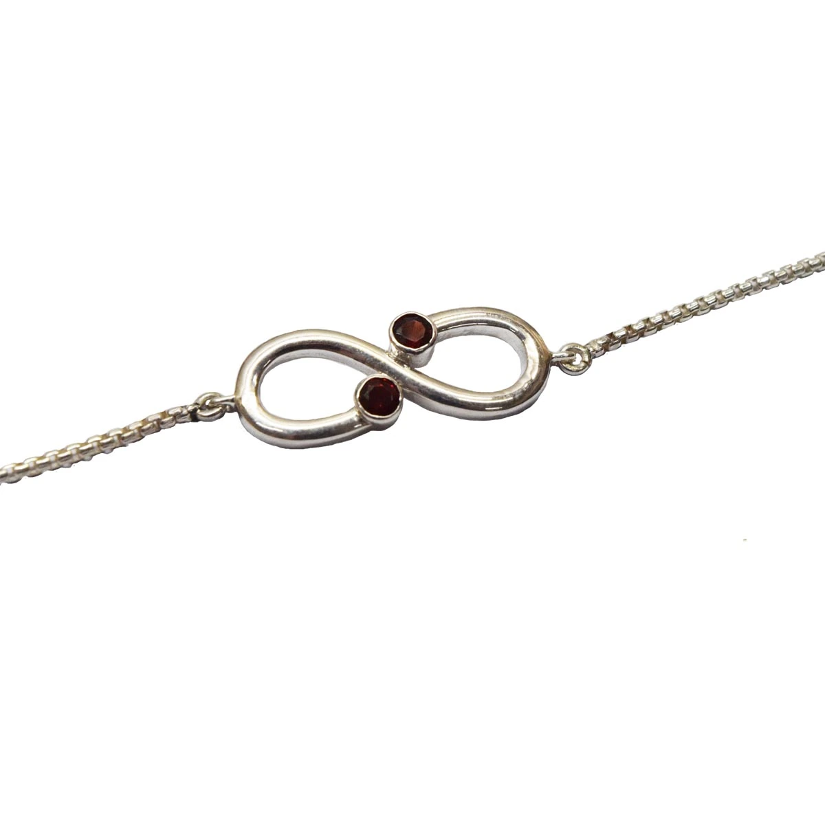 Real Round Red Garnet Infinity Sterling Silver Bracelet for Women and Girls (SLBR15)