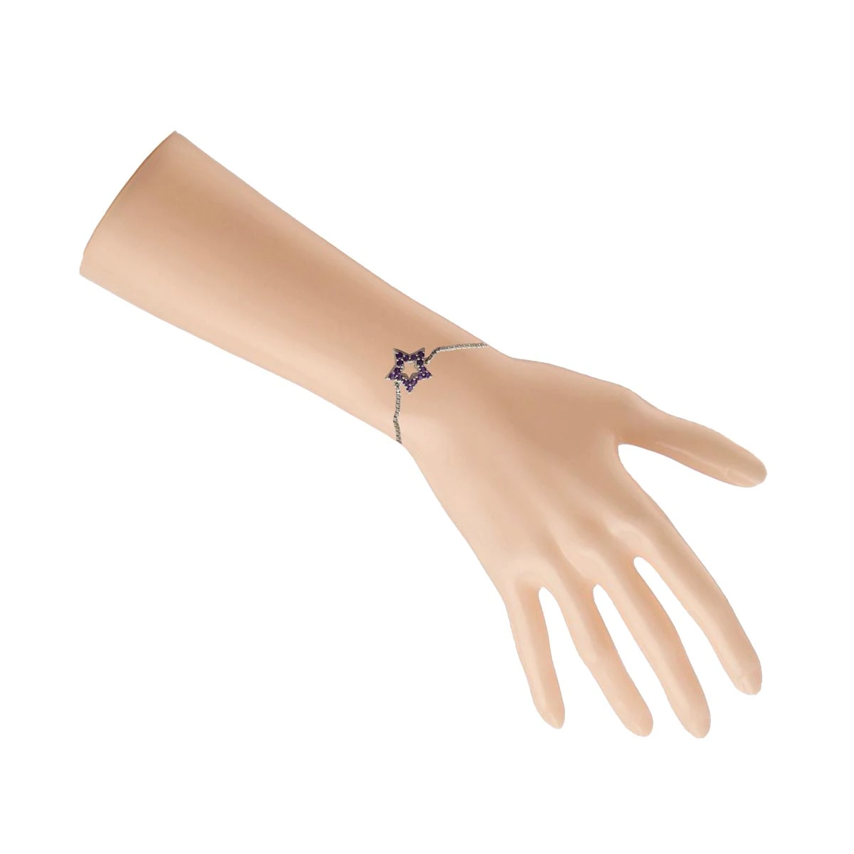 Real Purple Amethyst Star Sterling Silver Bracelet for Women and Girls (SLBR16)
