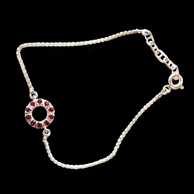 Elegance Redefined: Rhodolite & Sterling Silver Bracelet (SLBR19)