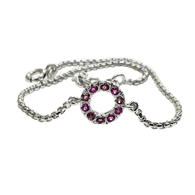 Elegance Redefined: Rhodolite & Sterling Silver Bracelet (SLBR19)