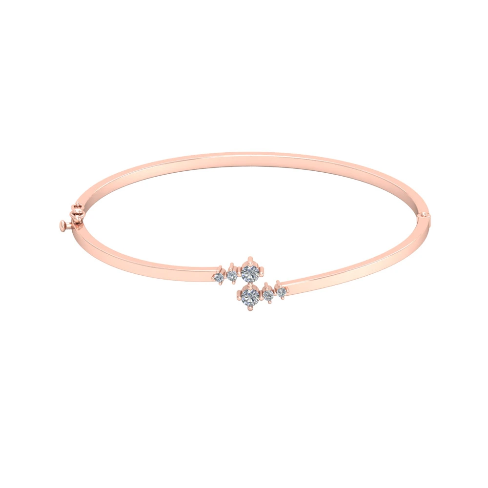 Oval Real Diamond Rose Gold Bracelet for Party Wear Packaging Type Box
