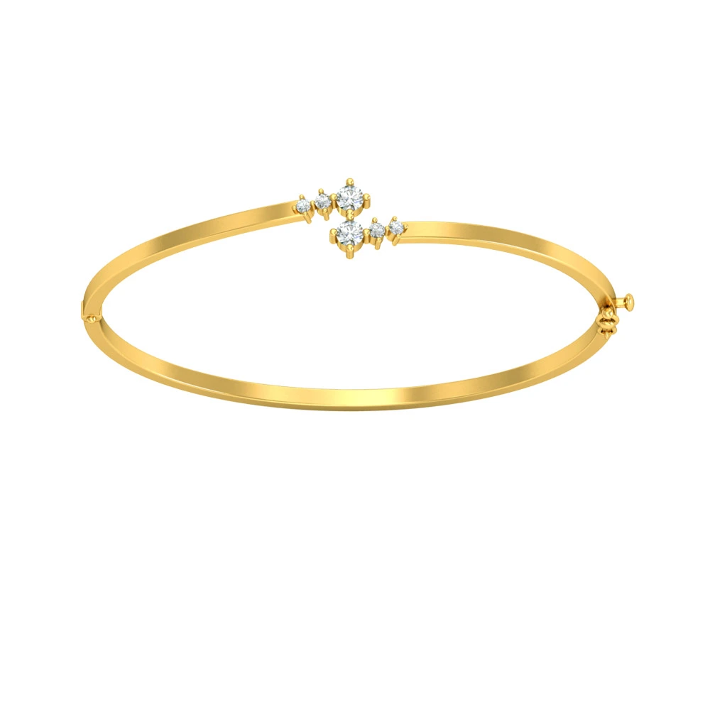 Real Diamond & Yellow Gold Plated 925 Solid Sterling Silver Bracelet for Your Love -Diamond Bracelets