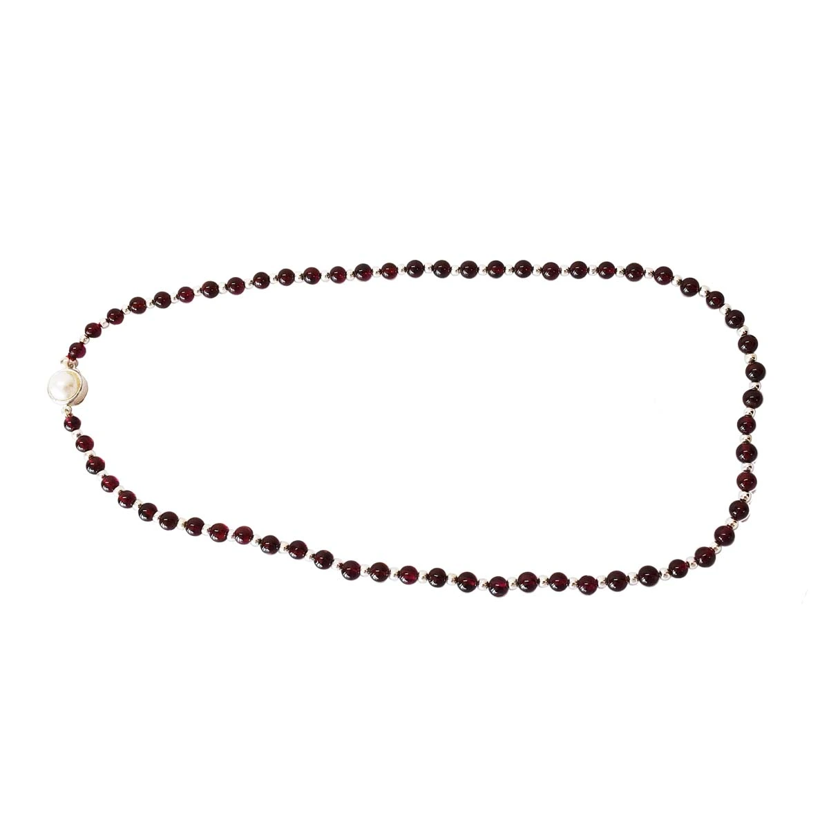 Single Line Garnet and Silver Bead Necklace (SN1002)