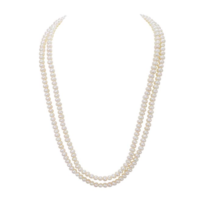 Two Line Real Natural Freshwater Pearl Necklace for Women (SN1005)