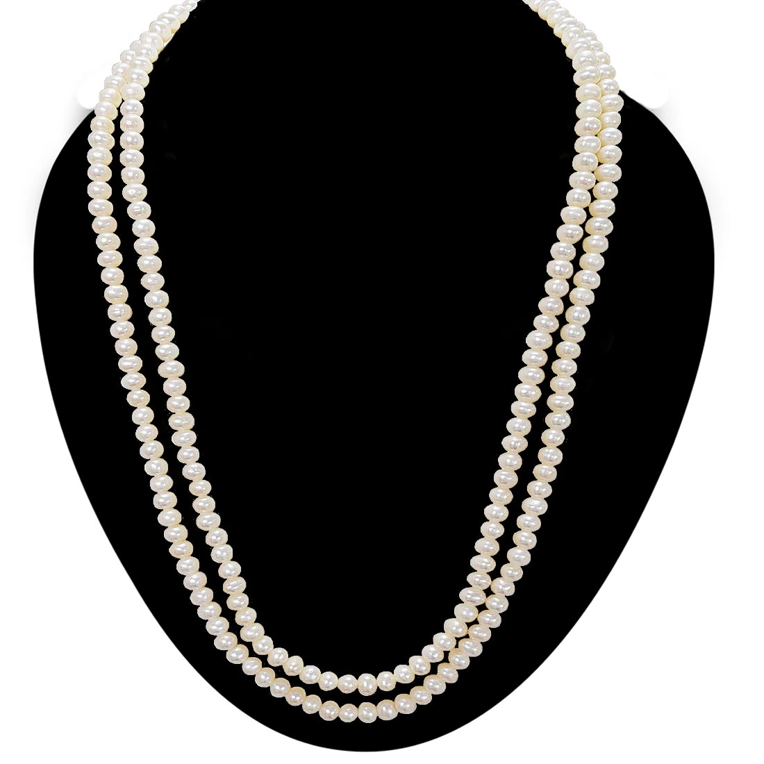 Two Line Real Natural Freshwater Pearl Necklace for Women (SN1005)